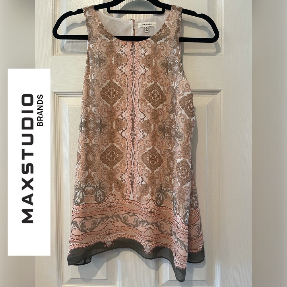 MAX STUDIO Jacquard sheer print sleeveless top